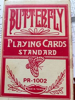 Vintage Playing Cards - Red and Cream Butterfly Design